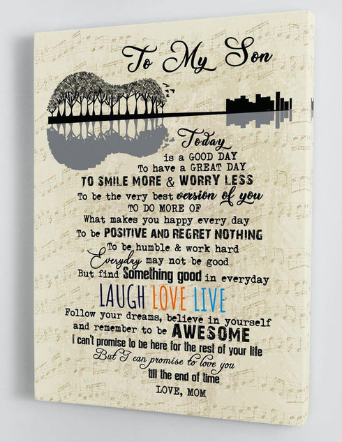 To My Son - From Mom - Framed Canvas Gift MS057 - DivesArt LLC